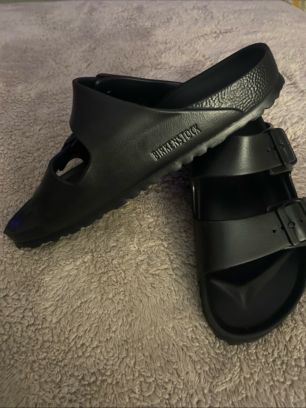 Birkenstock Black Slip-On Sandals with Embossed Logo - Picture 4 of 6